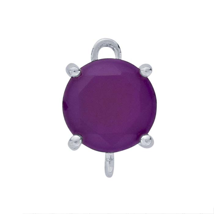 Sterling Silver Round Purple Chalcedony-Set Component with Rings