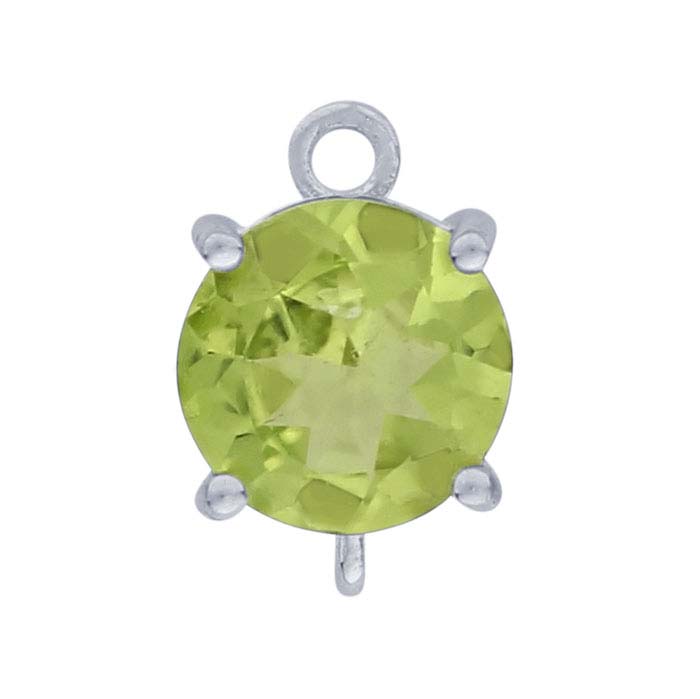 Sterling Silver Round Peridot-Set Component with Rings