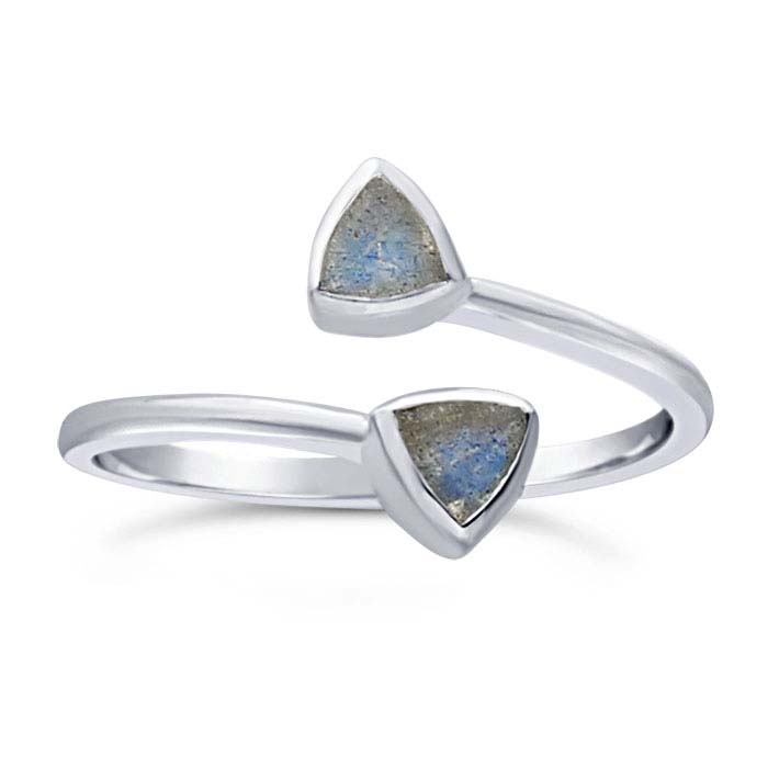 Sterling Silver Labradorite-Set Bypass Ring