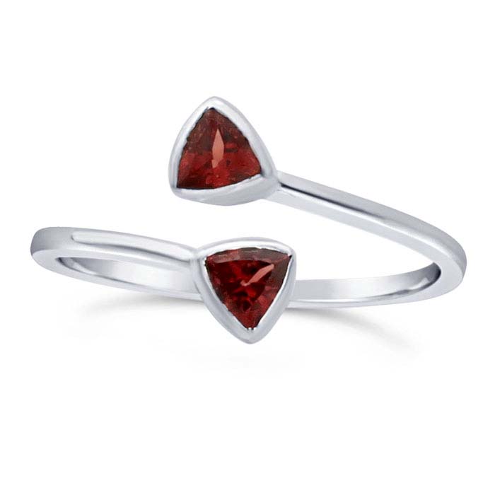 Sterling Silver Garnet-Set Bypass Ring