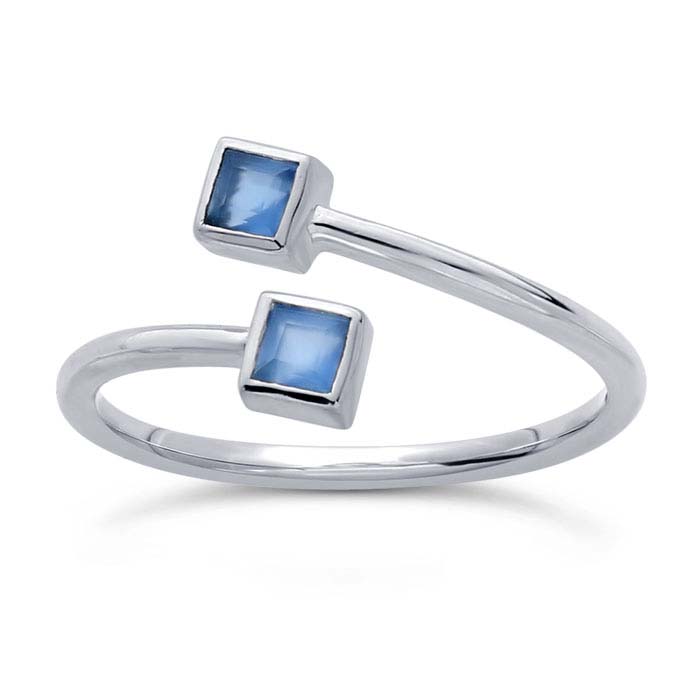 Sterling Silver Blue Chalcedony-Set Bypass Ring