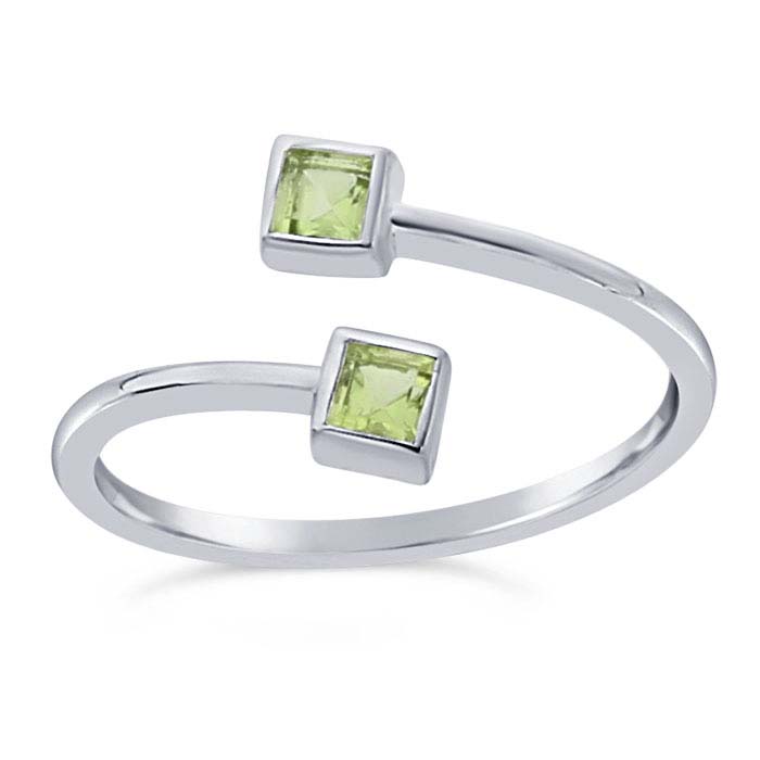 Sterling Silver Peridot-Set Bypass Ring