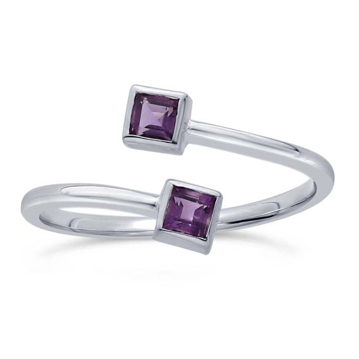 Sterling Silver Amethyst-Set Bypass Ring