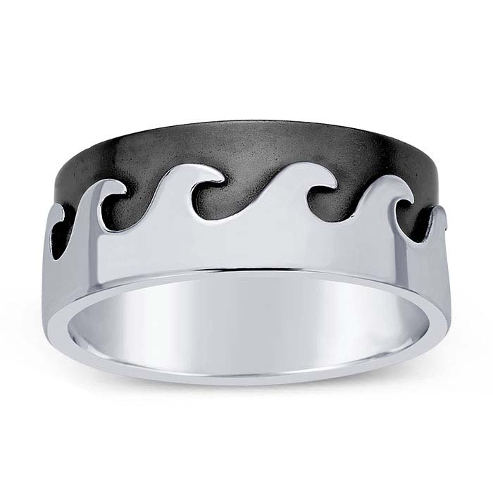Sterling Silver Raised Waves Band