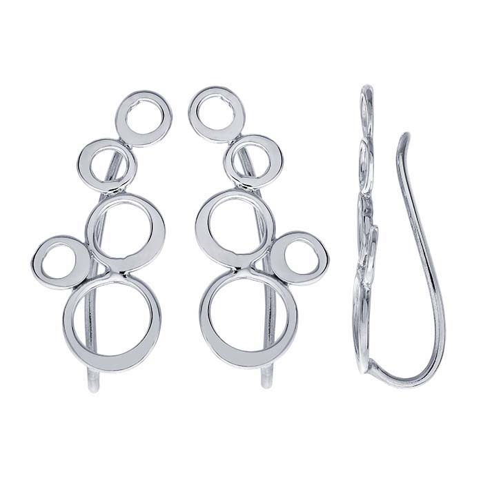 Sterling Cascading Circles Ear-Climber Earrings