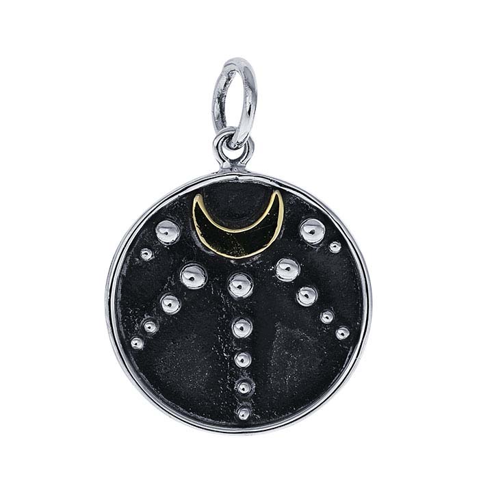 Sterling Silver Crescent Moon & Granulation Charm