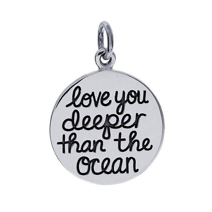 Sterling Silver "love you deeper than the ocean" Charm