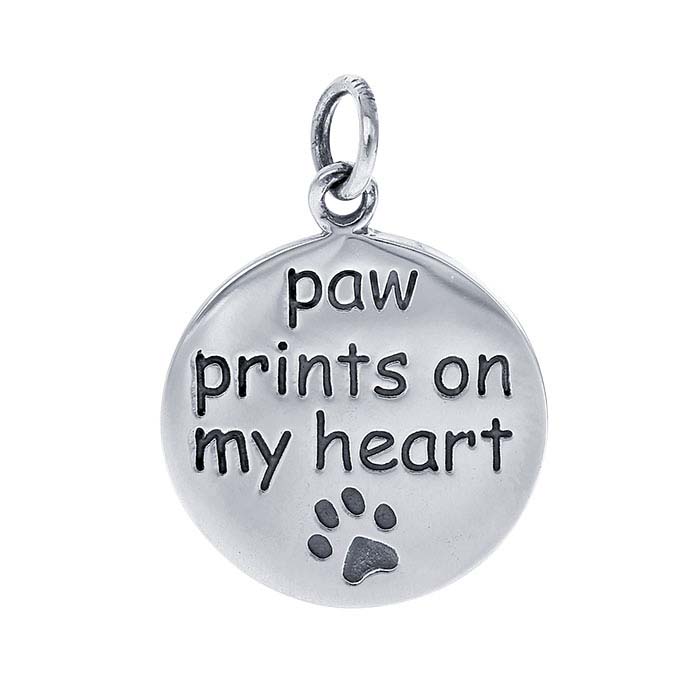 Sterling Silver "paw prints on my heart" Charm