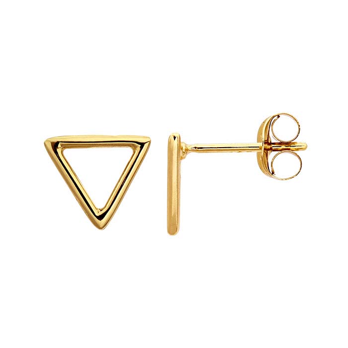 14K Heavy Yellow Gold-Plated Open Triangle Post Earring