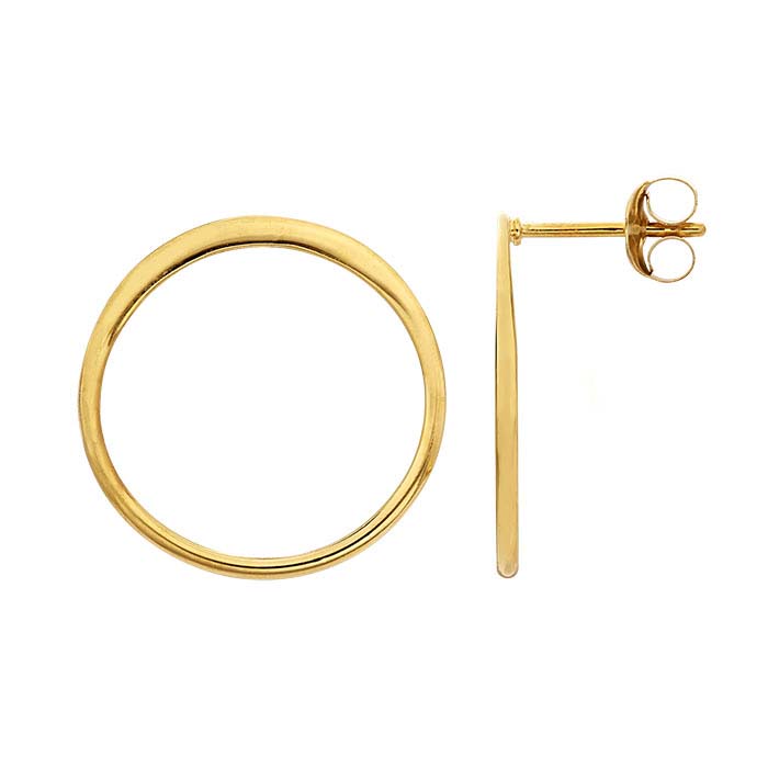 14K Heavy Yellow Gold-Plated Open Circle Post Earring