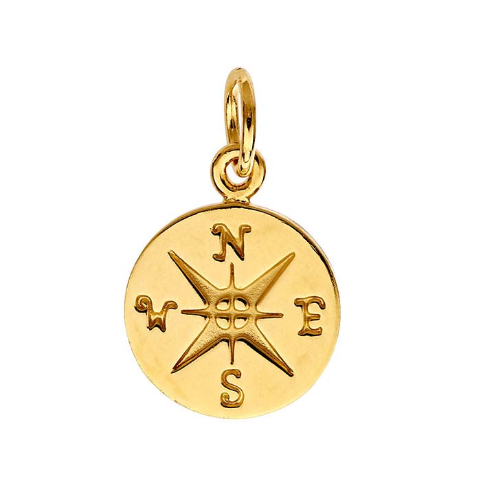 14K Heavy Yellow Gold-Plated Compass Rose Charm