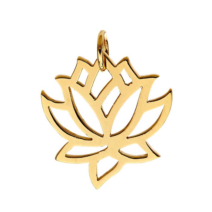14K Heavy Yellow Gold-Plated Lotus Blossom Pendant