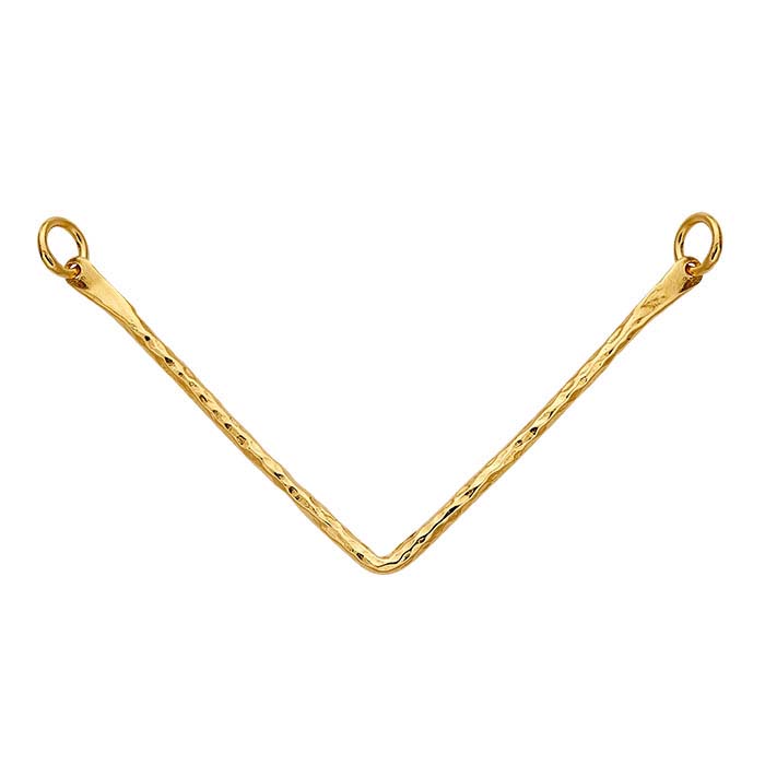 Sterling Silver Yellow Gold-Plated Hammered Chevron Festoon Pendant