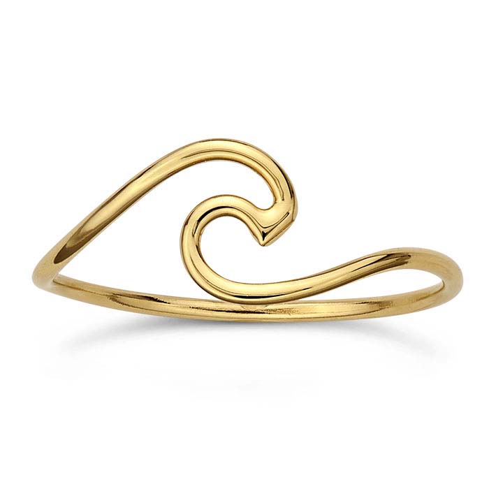 14K Heavy Yellow Gold-Plated Crested Wave Stackable Rings