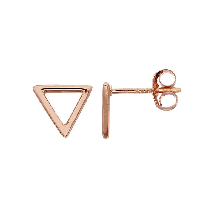 18K Heavy Rose Gold-Plated Sterling Silver Open Triangle Post Earrings