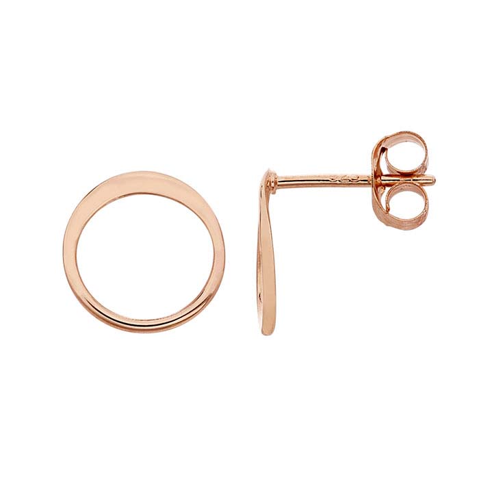 18K Heavy Rose Gold-Plated Sterling Silver Open Circle Post Earrings