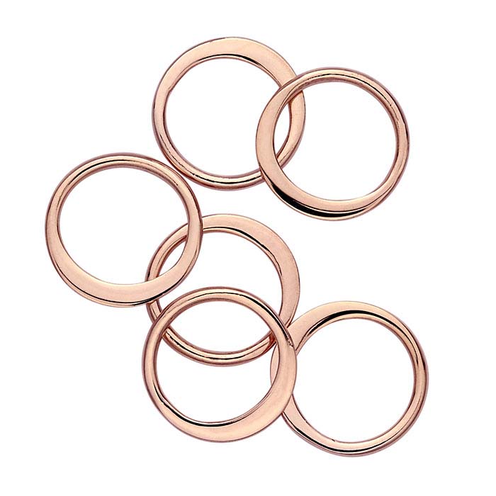 18K Heavy Rose Gold-Plated Sterling Silver Flattened Circle Component