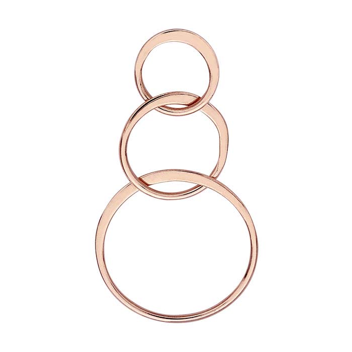 18K Heavy Rose Gold-Plated Sterling Silver Triple-Circle Component