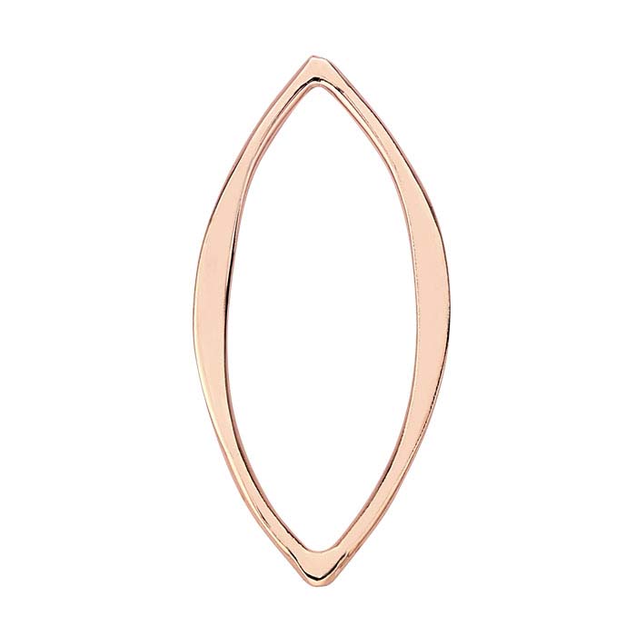 18K Heavy Rose Gold-Plated Sterling Silver Marquise Component