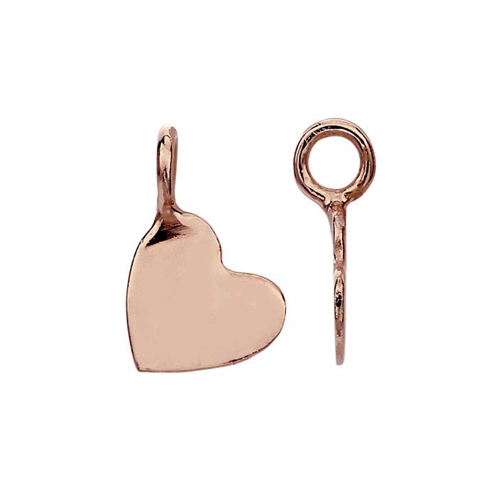 18K Heavy Rose Gold-Plated Sterling Silver Tiny Heart Charm