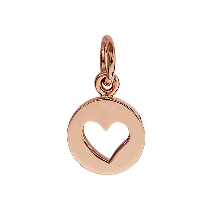 18K Heavy Rose Gold-Plated Sterling Silver Heart Cut-Out Charm