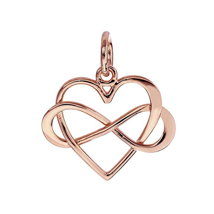 18K Heavy Rose Gold-Plated Sterling Silver Intertwined Heart & Infinity Link Charm