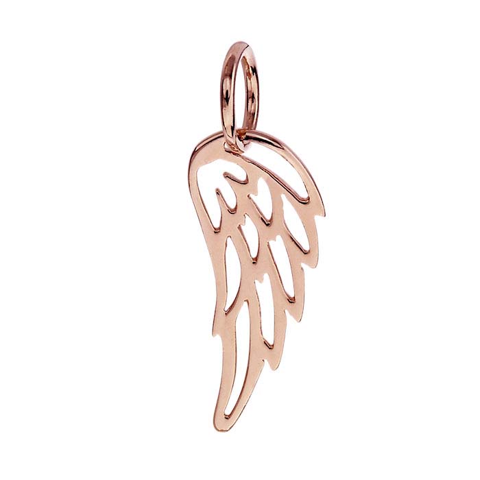 18K Heavy Rose Gold-Plated Sterling Silver Angel Wing Charm