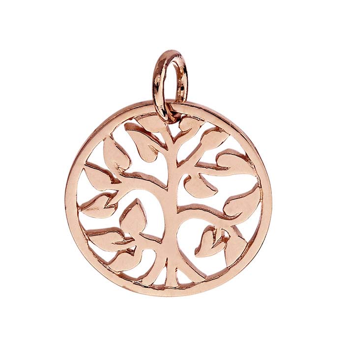 18K Heavy Rose Gold-Plated Sterling Silver "Tree of Life" Charm