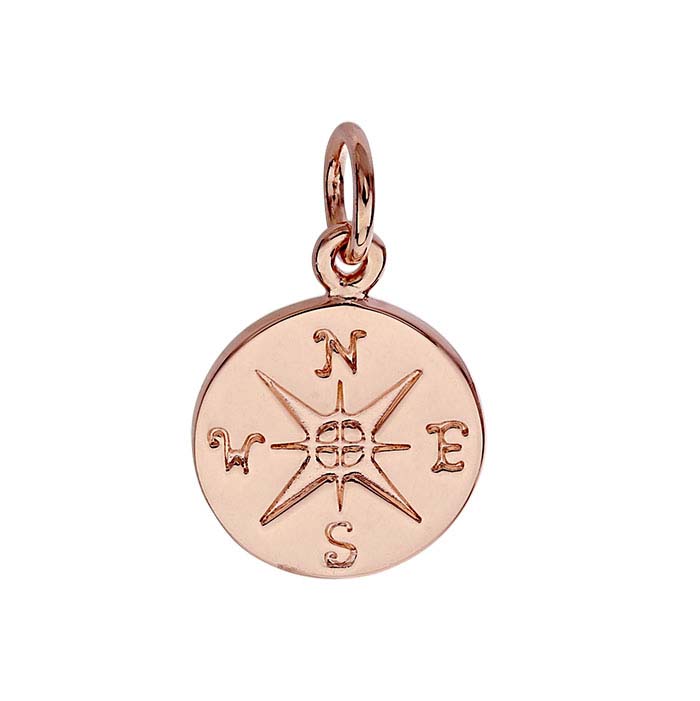 Sterling Silver Rose Gold-Plated Compass Rose Charm