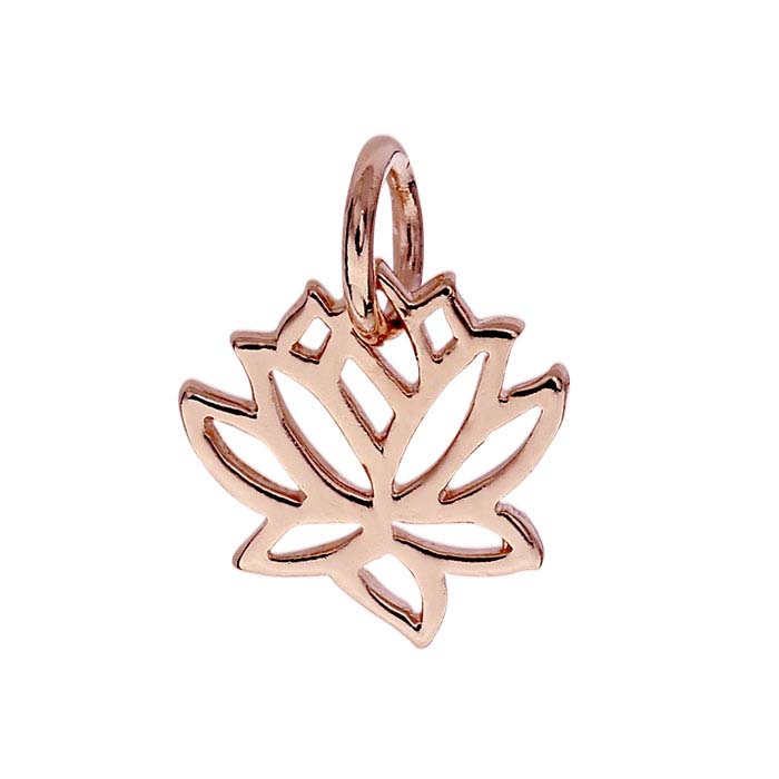 18K Heavy Rose Gold-Plated Sterling Silver Lotus Blossom Charm