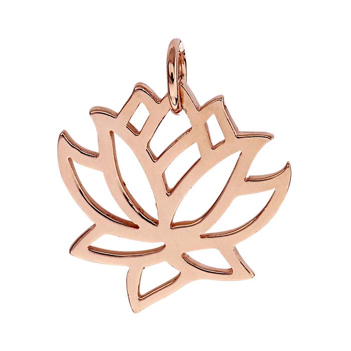 18K Heavy Rose Gold-Plated Sterling Silver Lotus Blossom Pendant