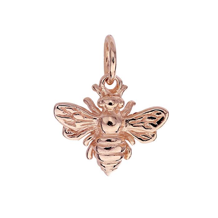18K Heavy Rose Gold-Plated Sterling Silver 3D Honey Bee Charm