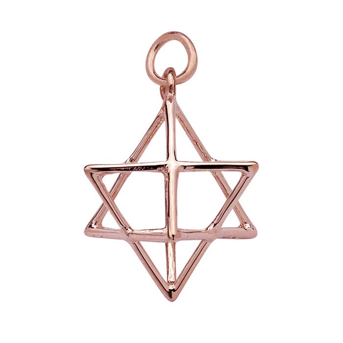 18K Heavy Rose Gold-Plated Sterling Silver 3D Merkabah Pendant