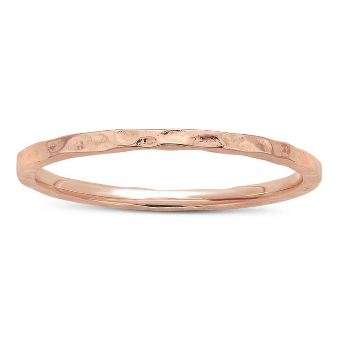18K Heavy Rose Gold-Plated Sterling Silver Hammered Rings