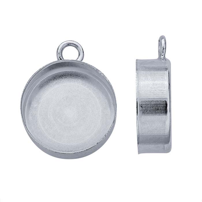 Sterling Silver Round High-Wall Cabochon Pendant Mountings