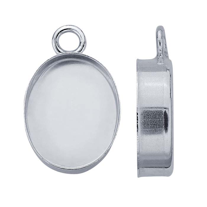 Sterling Silver Oval High-Wall Cabochon Pendant Mountings