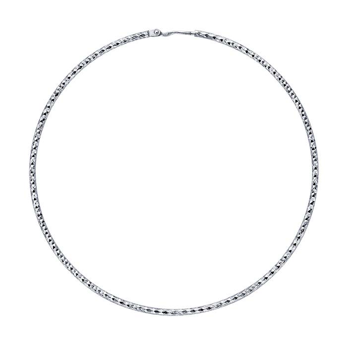 Sterling Silver Rhodium-Plated Diamond-Cut 1.5 x 60mm Endless Hoop Earring