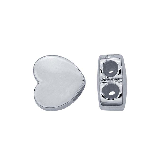 Sterling Silver Heart Silicone-Lined Slider Clasps