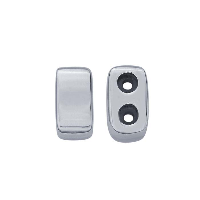 Sterling Silver Rectangle Silicone-Lined Slider Clasp