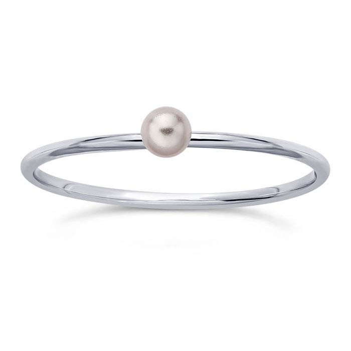 Sterling Silver Swarovski® Rosaline Pearl-Set Rings