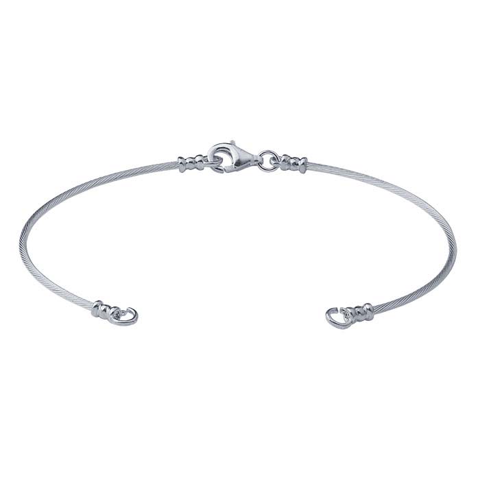 Sterling Silver Handcrafted Cable Wire Bangle Bracelet Component