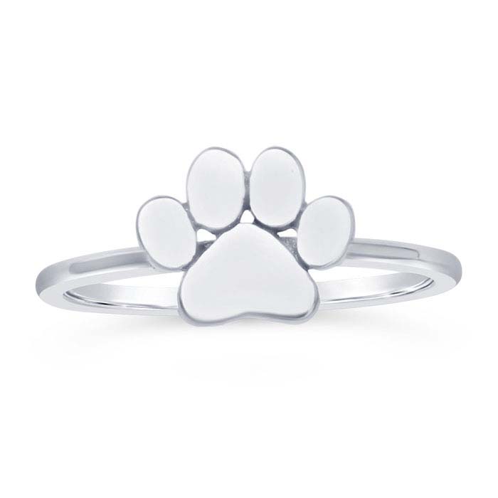 sterling silver paw print ring