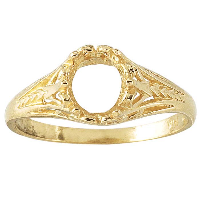 14k Yellow Gold 7 X 5mm Ornate Oval Ring Mounting 5363