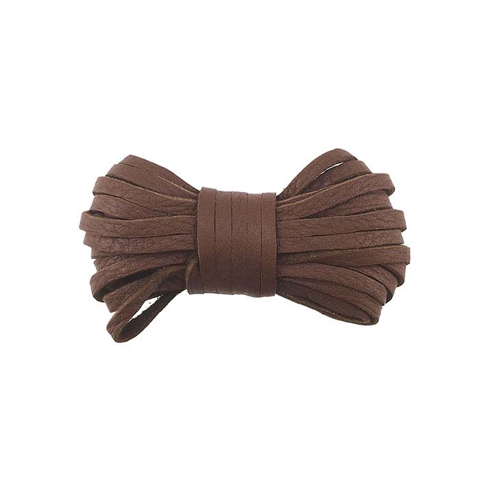 Chestnut Deer Hide Leather 3mm Flat Cord, 12 ft.