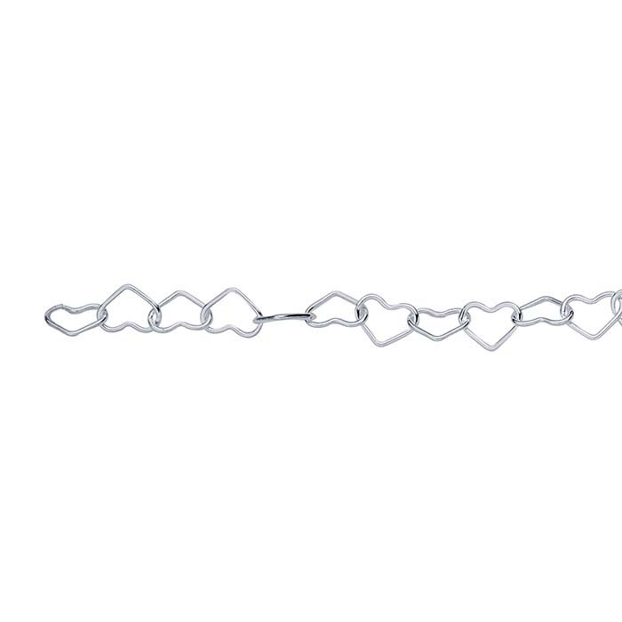 Sterling Silver 2.7mm Heart Link Chain, By the Foot