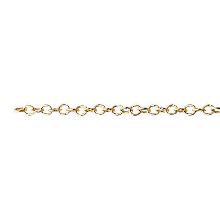 14K Yellow Gold 1.9mm Twist-Patterned Oval Cable Chain, By the Inch