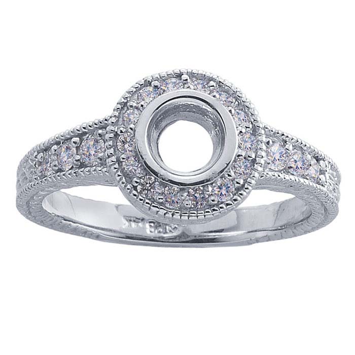 14K White Gold .40-Ct. Round Semi-Mount Engagement Ring Mounting