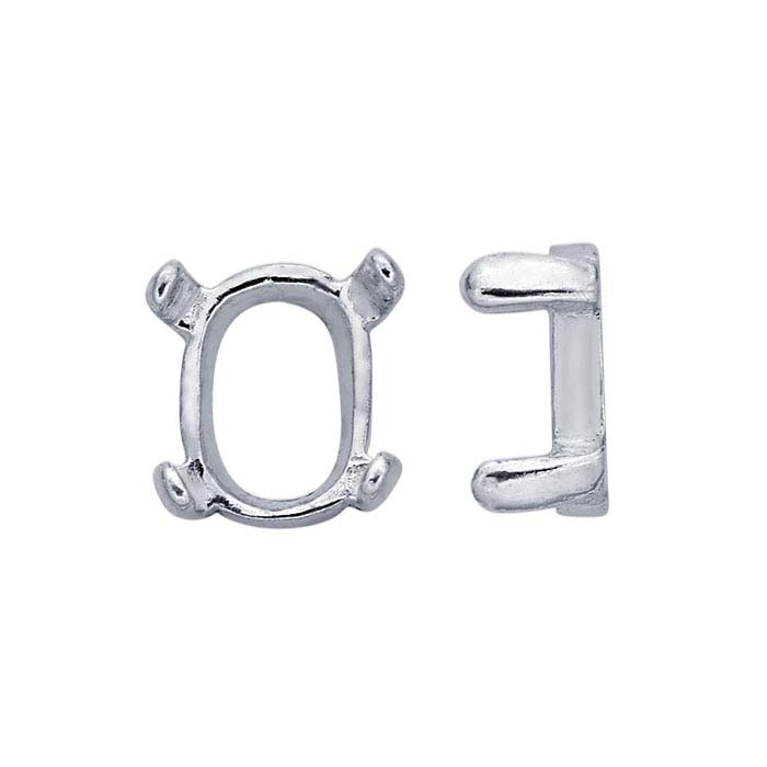 Sterling Silver Oval ReadySet™ Cabochon 4-Prong Settings