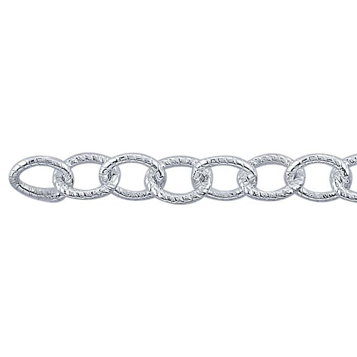 Sterling Silver 3.1mm Twist Patterned Oval Cable Chain, By the Foot