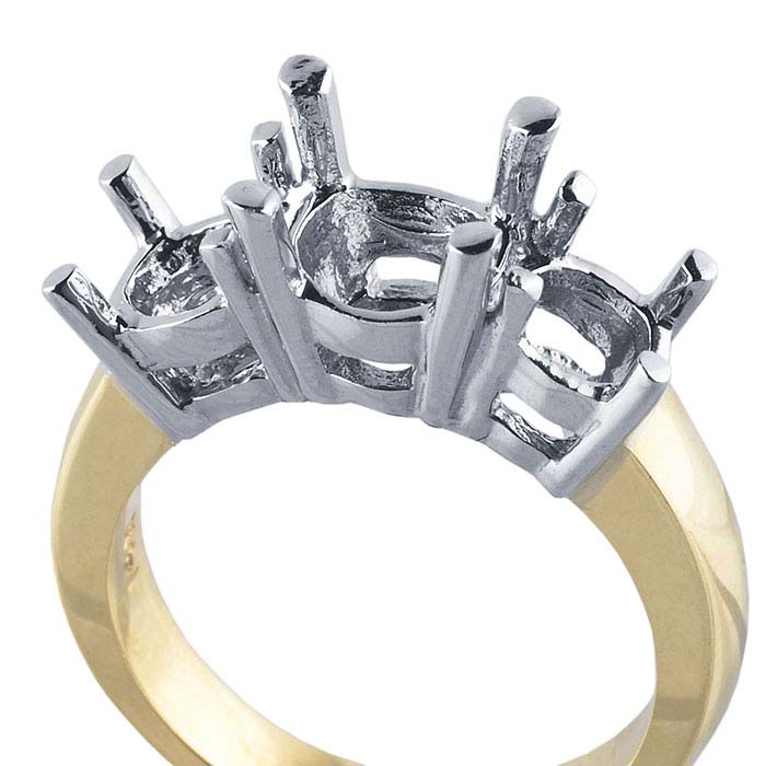 14K Yellow Gold ThreeStone Ring Mounting